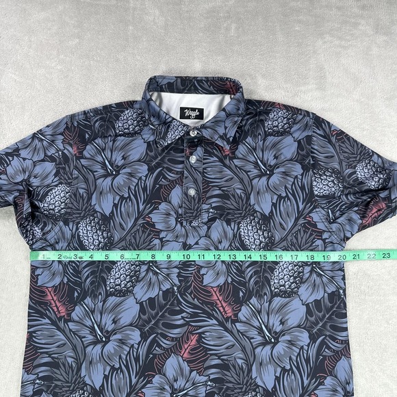 Waggle Polo Shirt Mens Medium Multicolor Floral Golf Performance Stretch Casual - Picture 6 of 9